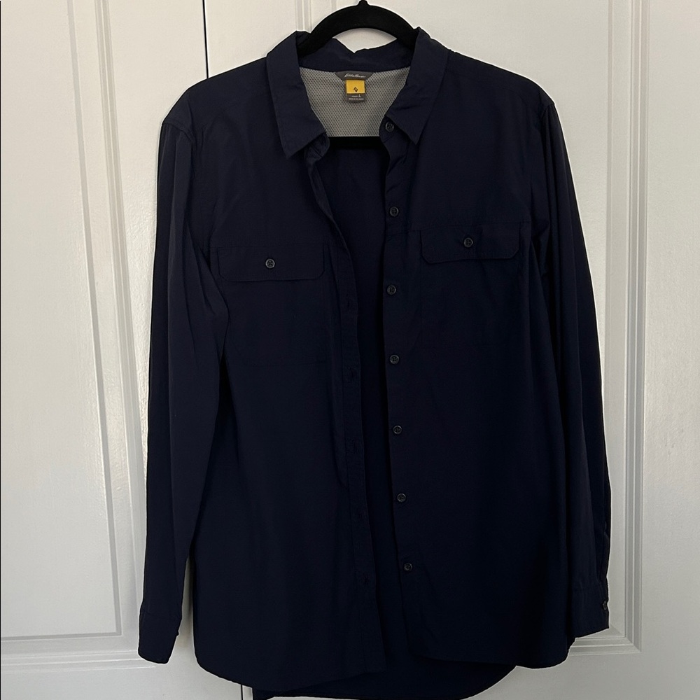 Eddie Bauer Navy Button-Down Shirt - Picture 2 of 4